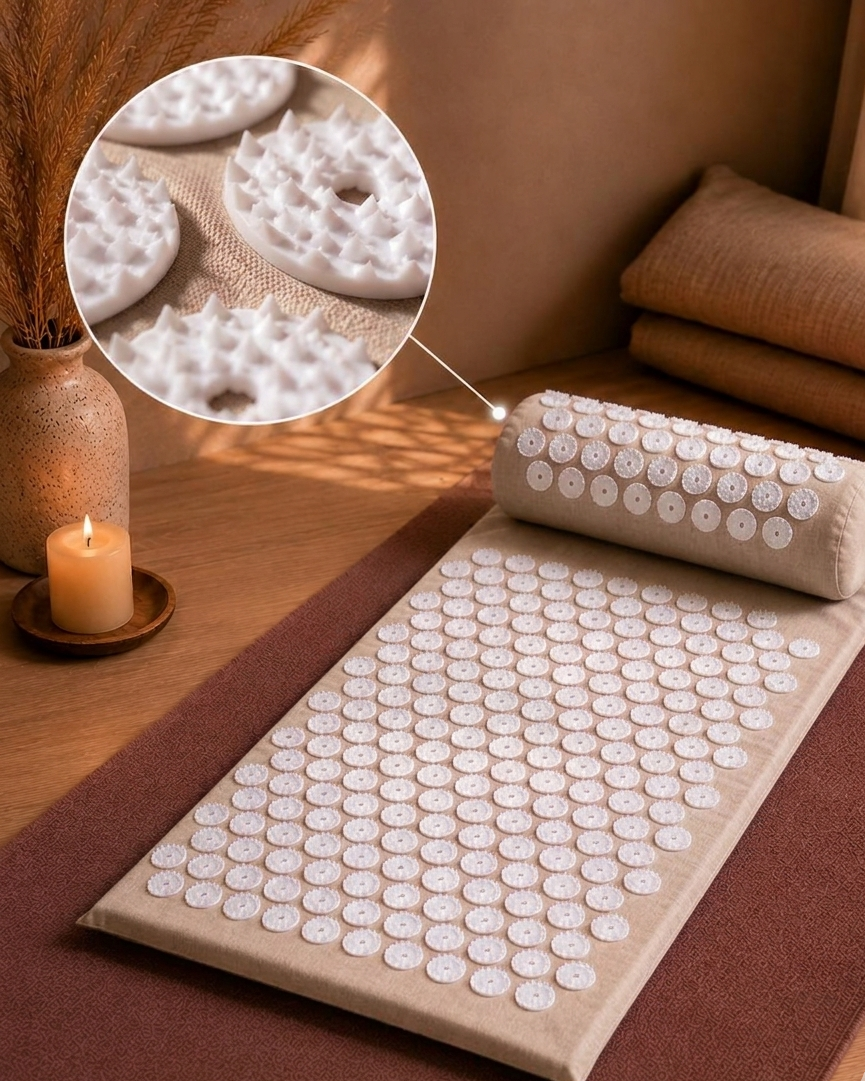 Acupressure Mat Set with Pillow, Back Neck & Feet Massage Circulation