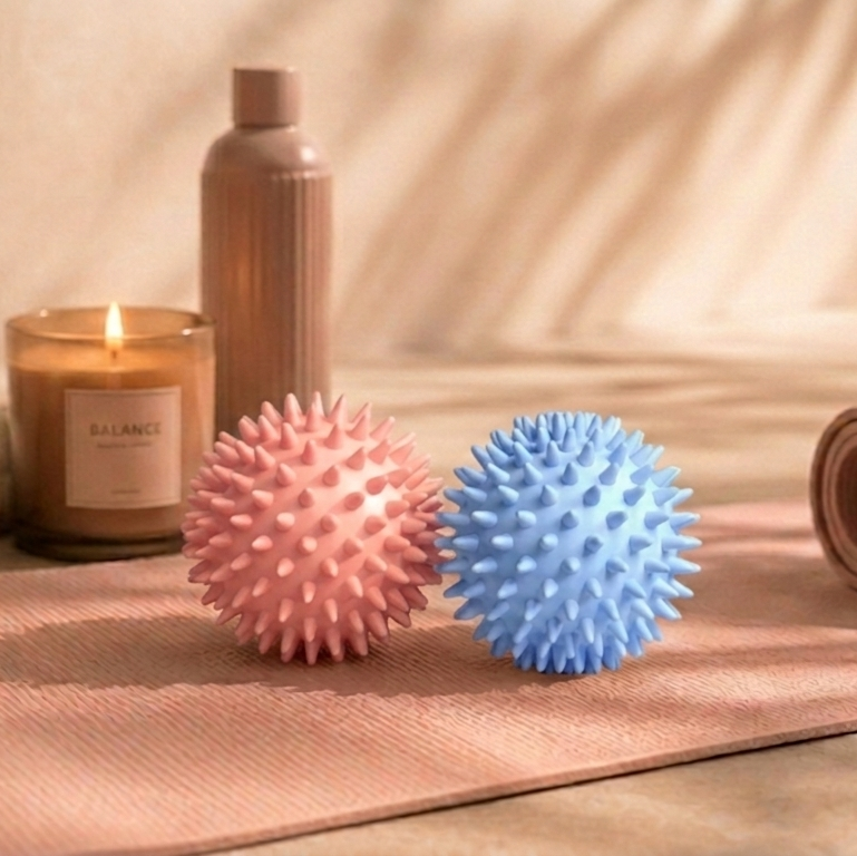 Spike Massage Ball, Body-Safe PVC, 6 cm, Pilates Yoga Fitness Rehab