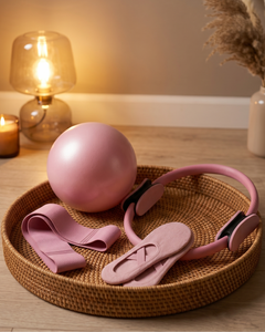 Pilates Beginner Kit, Ball Ring Band Socks, 4 Pieces, Blush Pink Set