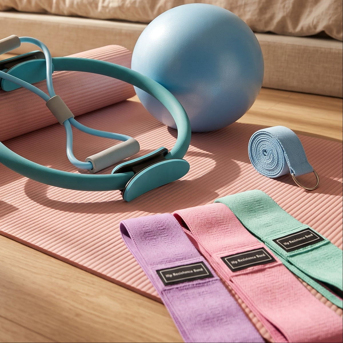 Pilates Kit - Ring, Ball & Resistance Bands Home Workout | 7-Piece Set