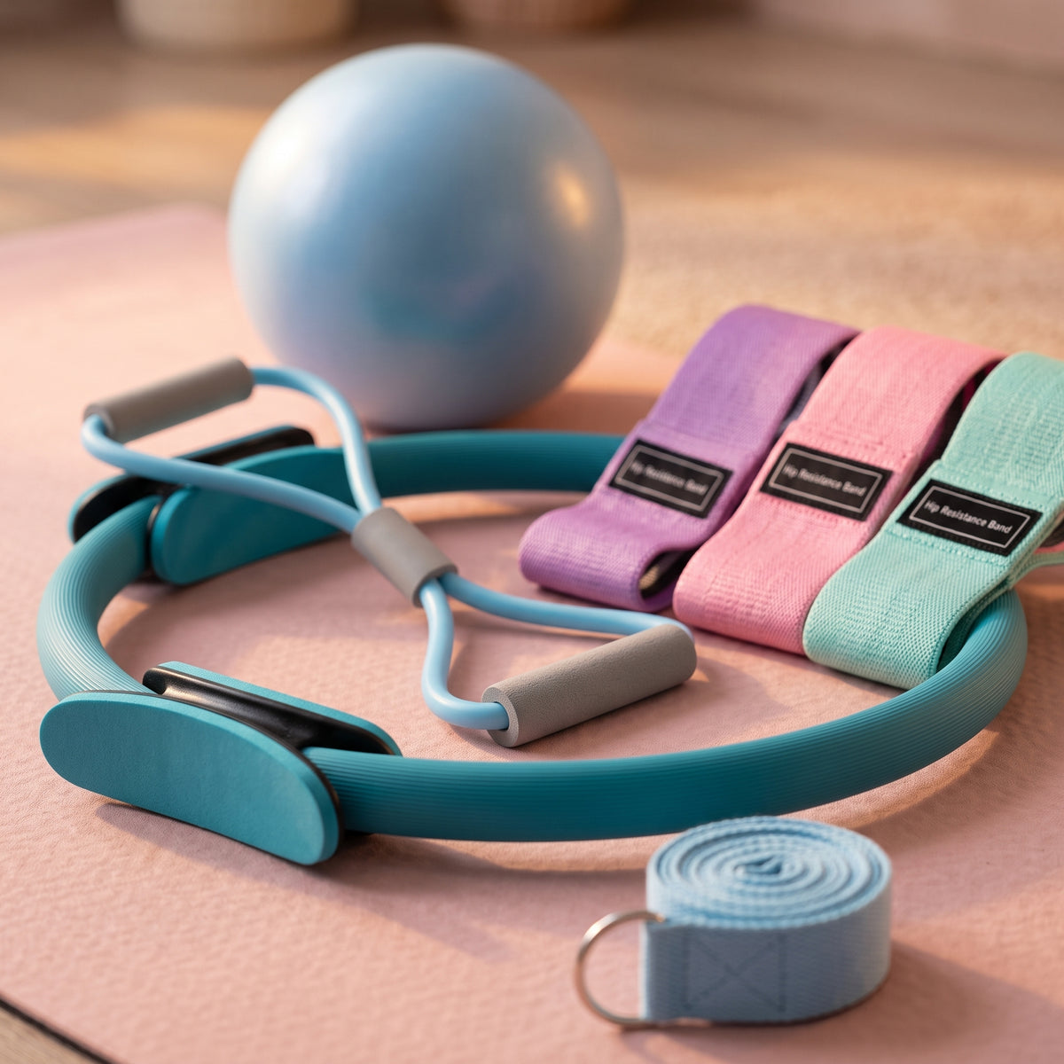 Pilates Kit - Ring, Ball & Resistance Bands Home Workout | 7-Piece Set