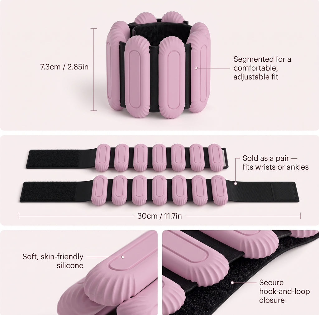 Adjustable Wrist & Ankle Weights for Women, 1 lb Pair — Soft Comfort Grip