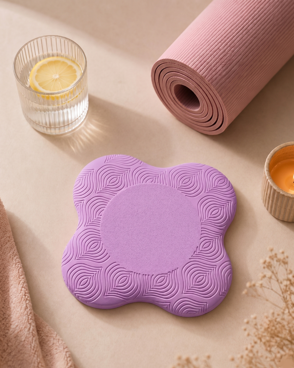 Yoga Knee Pad, 2 cm PU Foam, Double-Sided Anti-Slip, 20x20 cm, 130g