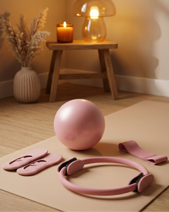 Pilates Beginner Kit, Ball Ring Band Socks, 4 Pieces, Blush Pink Set