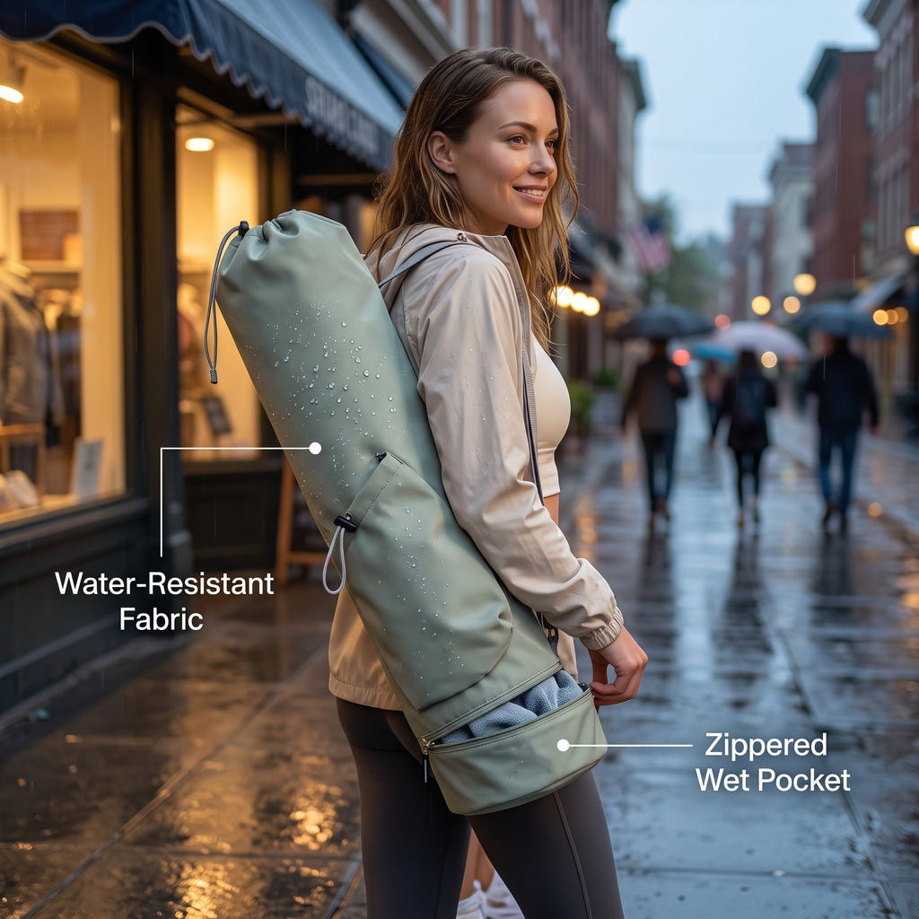 Yoga Mat Bag with Bottle Pocket & Wet Compartment, Fits Mats up to 10 mm