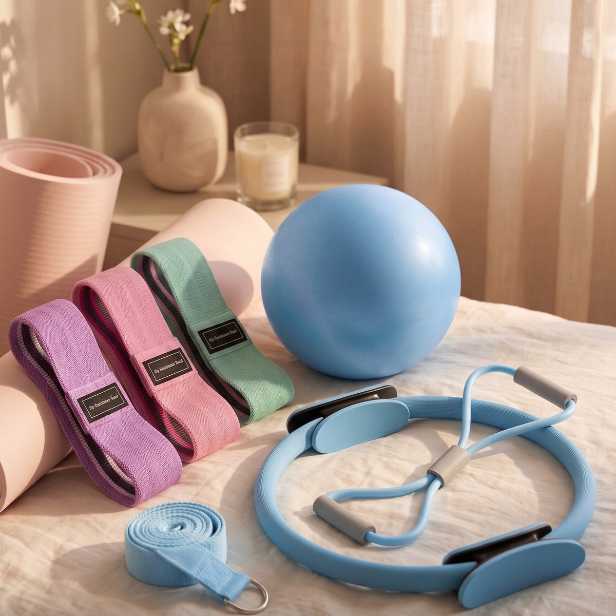 Pilates Kit - Ring, Ball & Resistance Bands Home Workout | 7-Piece Set