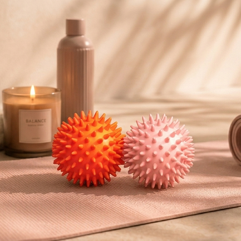 Spike Massage Ball, Body-Safe PVC, 6 cm, Pilates Yoga Fitness Rehab