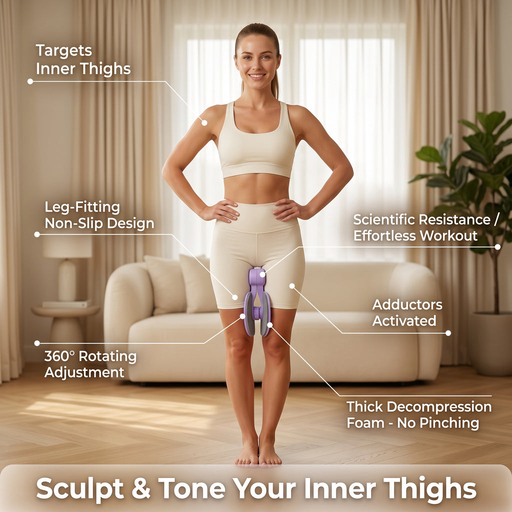 Inner Thigh & Pelvic Floor Trainer, 360° Adjustable Tension, Non-Slip Foam Pads