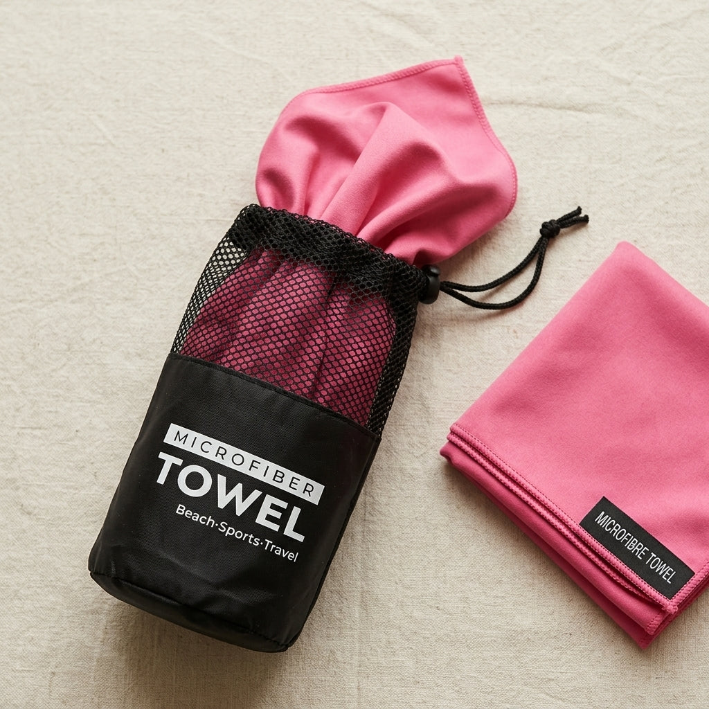 Quick-Dry Microfiber Sports Towel — Ultra-Absorbent, Compact, Storage Bag Included
