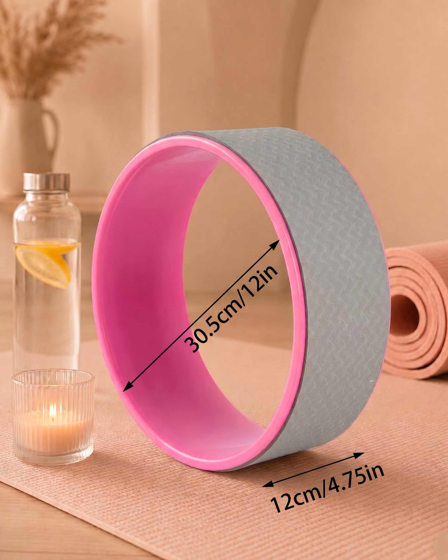 Yoga Wheel for Back and Spine Stretching, 12 in, TPE Foam + PP Core