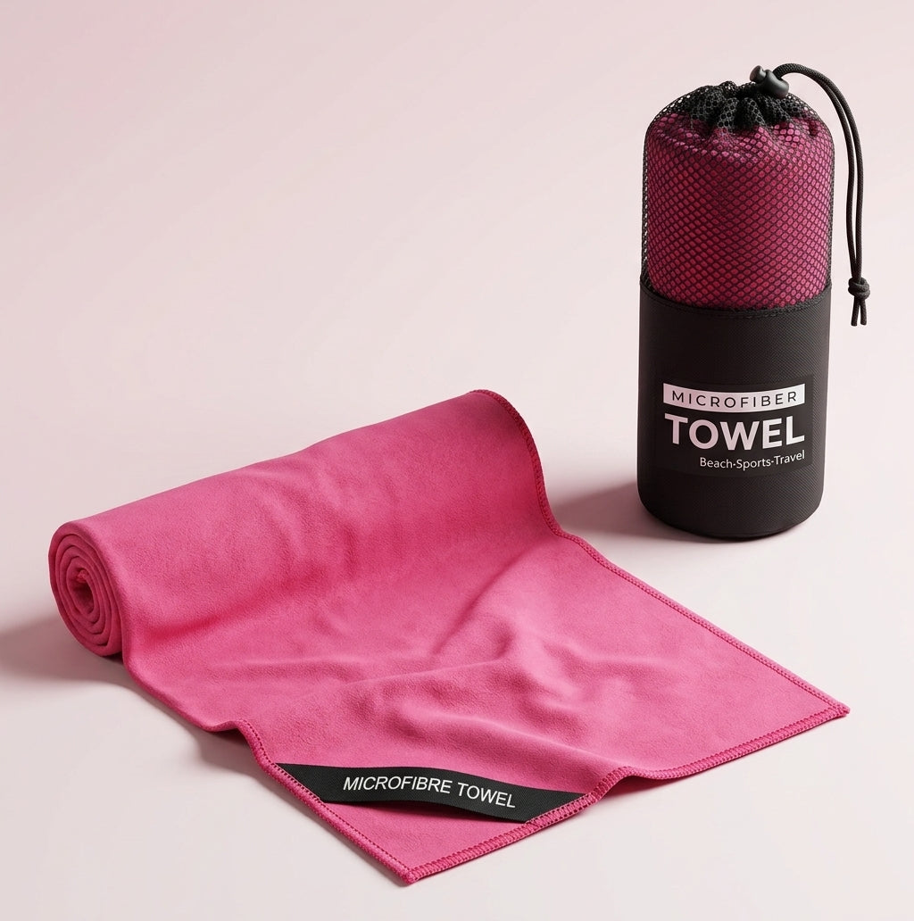 Quick-Dry Microfiber Sports Towel — Ultra-Absorbent, Compact, Storage Bag Included