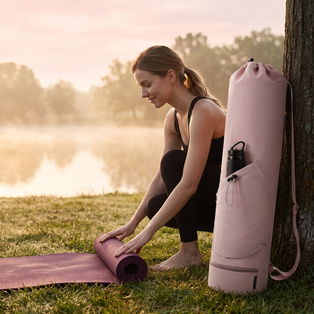 Yoga Mat Bag with Bottle Pocket & Wet Compartment, Fits Mats up to 10 mm