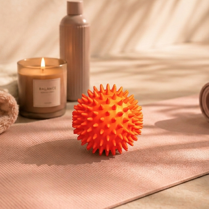 Spike Massage Ball, Body-Safe PVC, 6 cm, Pilates Yoga Fitness Rehab