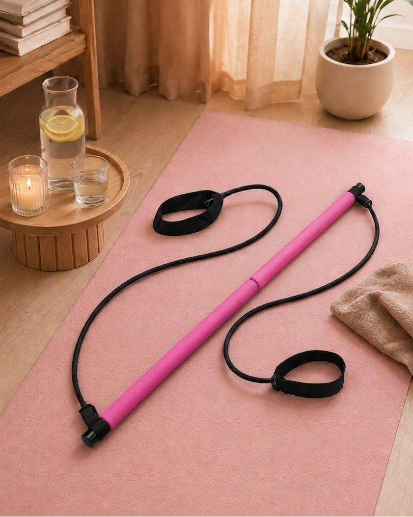 The Pilates Stick Portable Reformer Bar, 92 cm, High-Elastic Loops