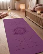 Eco TPE Yoga & Pilates Mat 6mm, Alignment Guide Lines, Carrying Strap