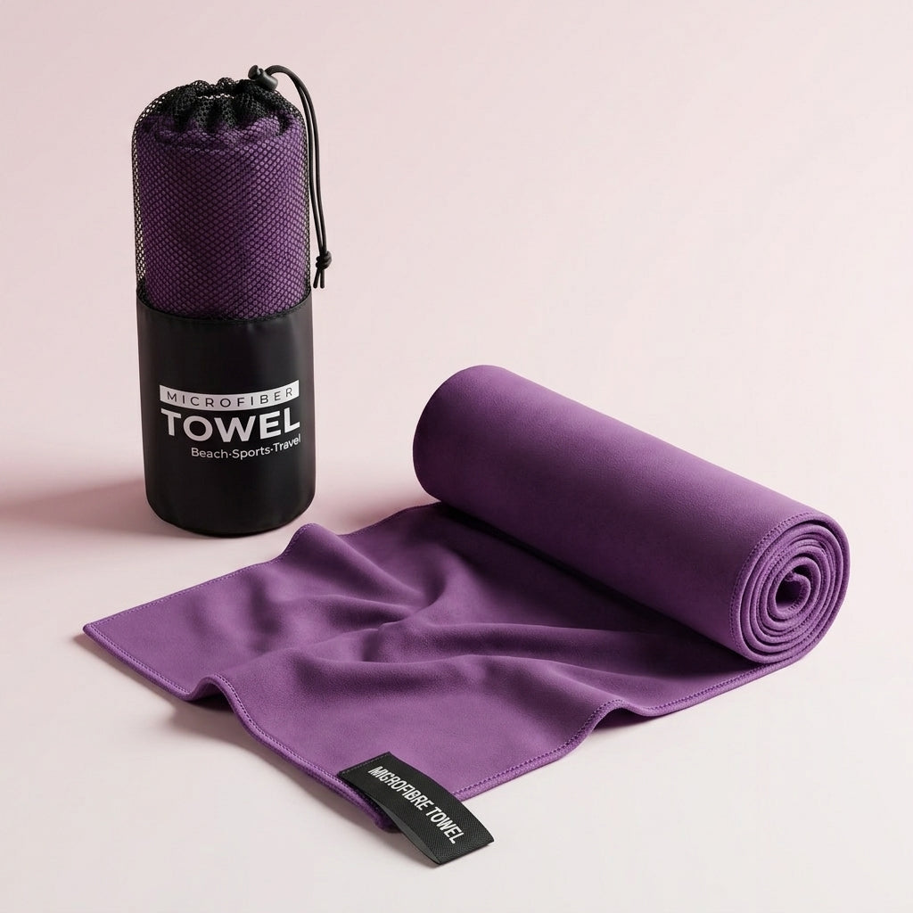 Quick-Dry Microfiber Sports Towel — Ultra-Absorbent, Compact, Storage Bag Included