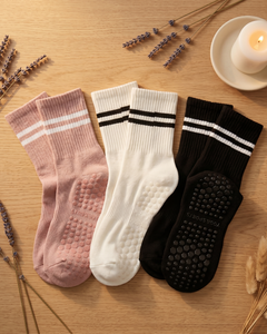 Knee-High Yoga Grip Socks — Set of 3 Pairs | Pilates & Studio