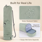 Yoga Mat Bag with Bottle Pocket & Wet Compartment, Fits Mats up to 10 mm
