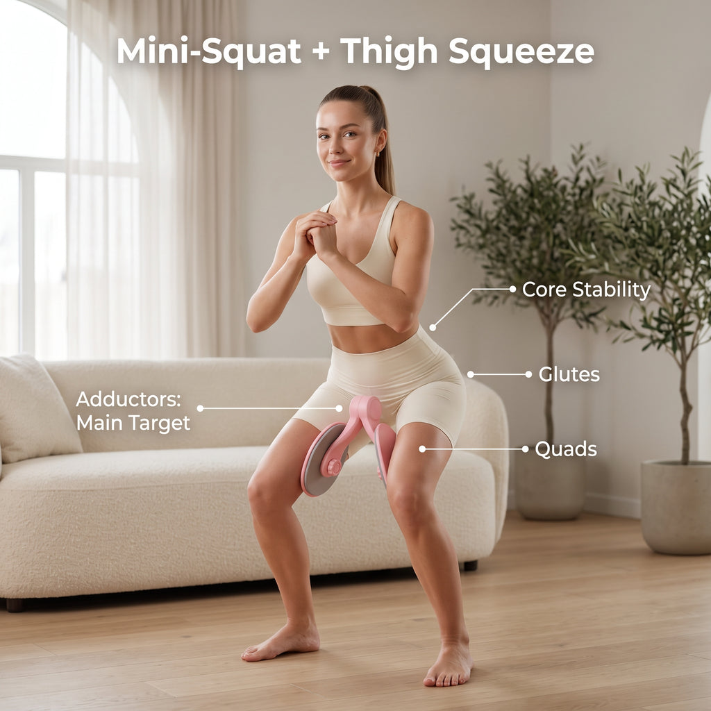 Inner Thigh & Pelvic Floor Trainer, 360° Adjustable Tension, Non-Slip Foam Pads