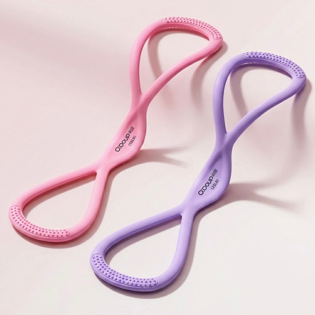 Figure-8 Resistance Band, Premium Silicone, 15 & 25 lbs, Anti-Slip