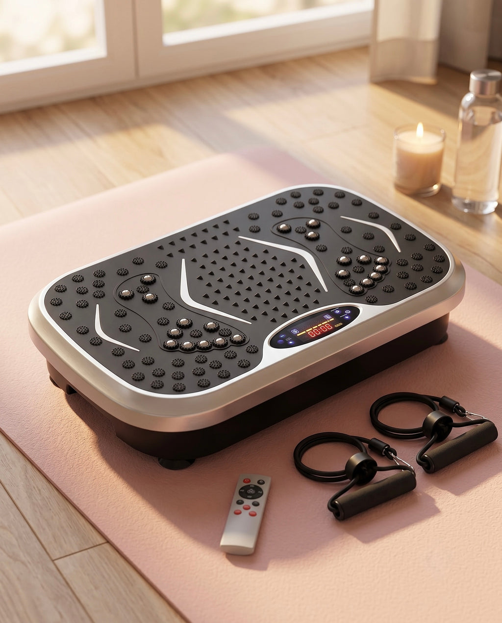 Whole Body Vibration Plate Machine with Remote & Resistance Bands — Oscillating Vibration Platform, 99 Speeds