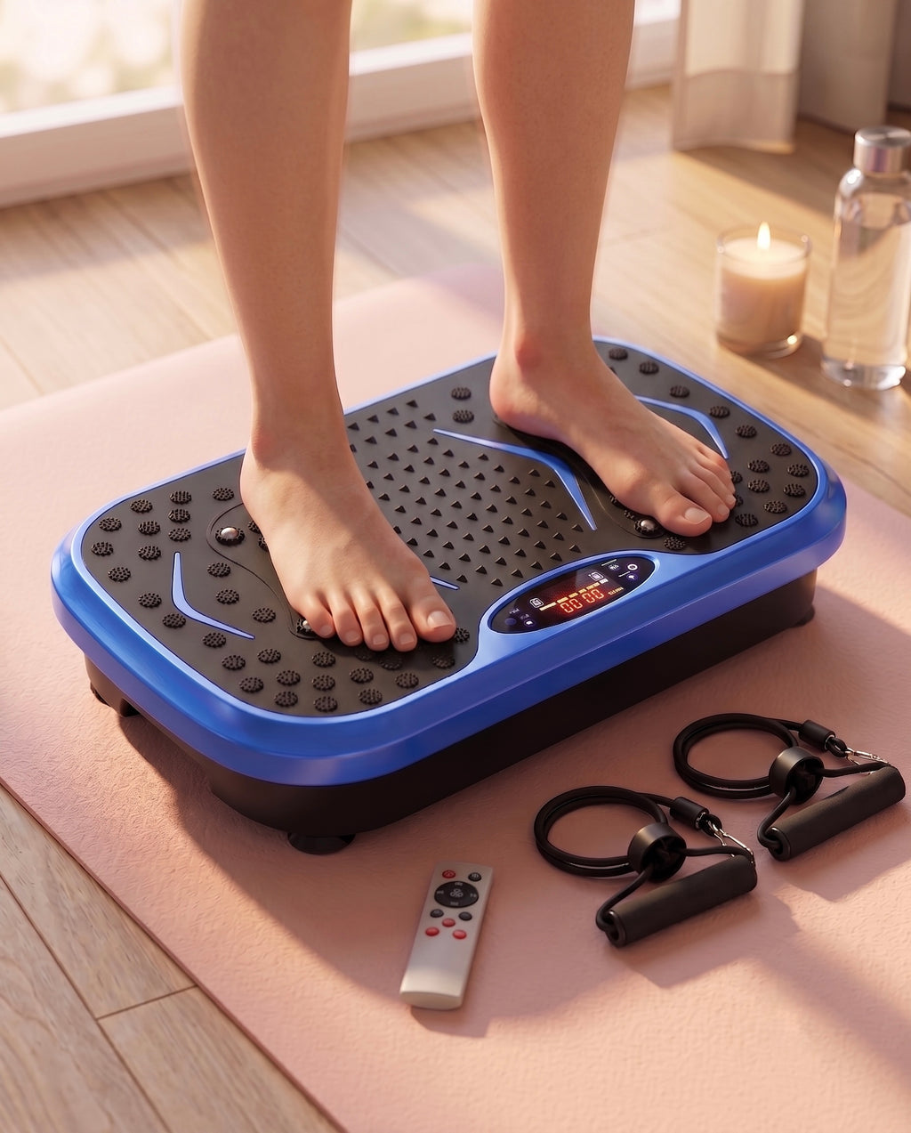 Whole Body Vibration Plate Machine with Remote & Resistance Bands — Oscillating Vibration Platform, 99 Speeds