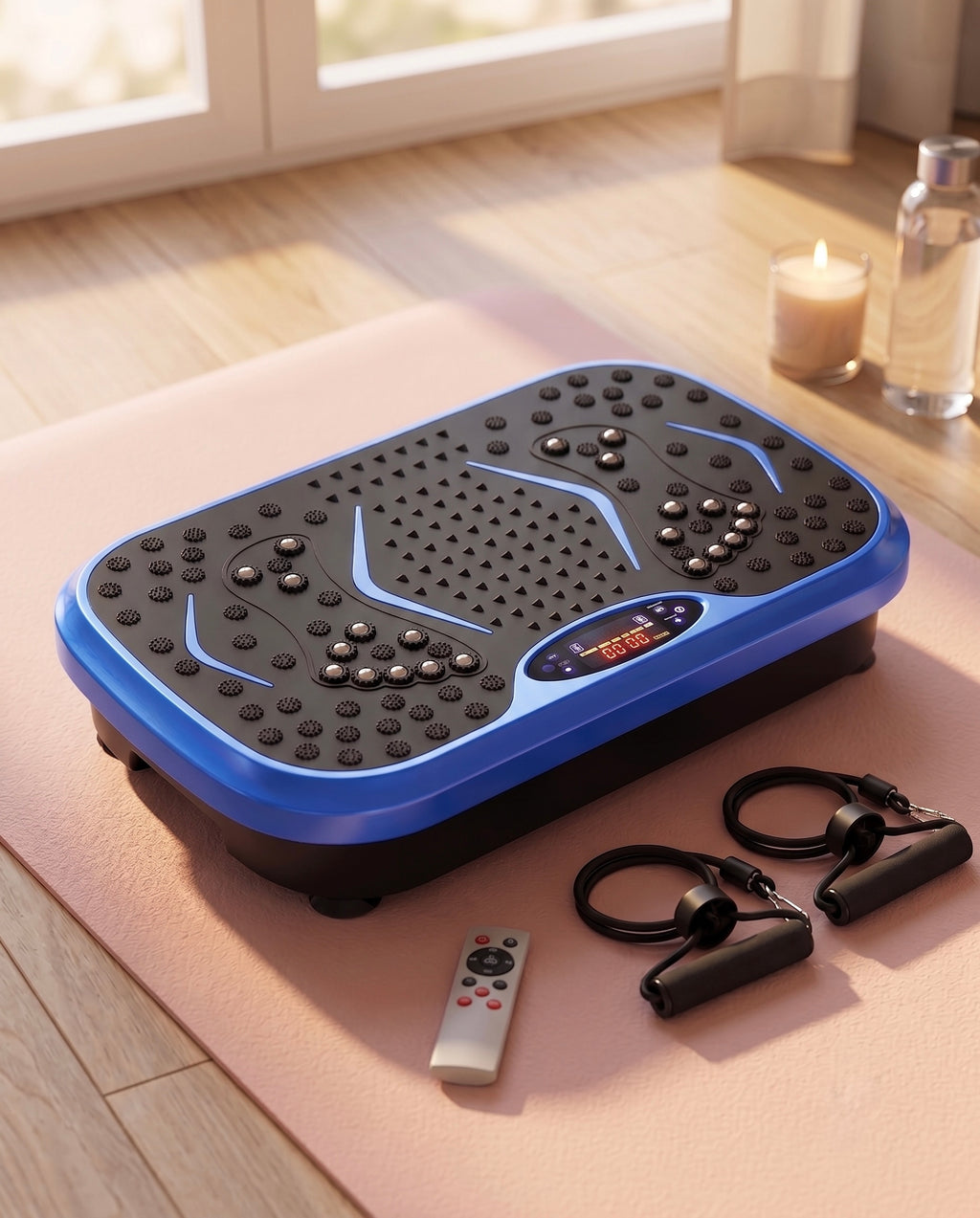 Whole Body Vibration Plate Machine with Remote & Resistance Bands — Oscillating Vibration Platform, 99 Speeds