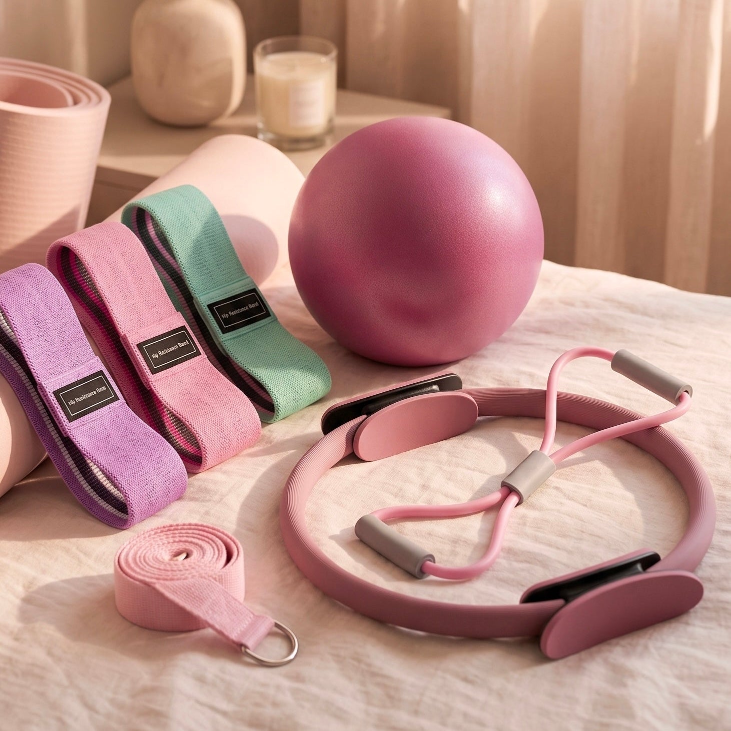 Pilates Kit - Ring, Ball & Resistance Bands Home Workout | 7-Piece Set
