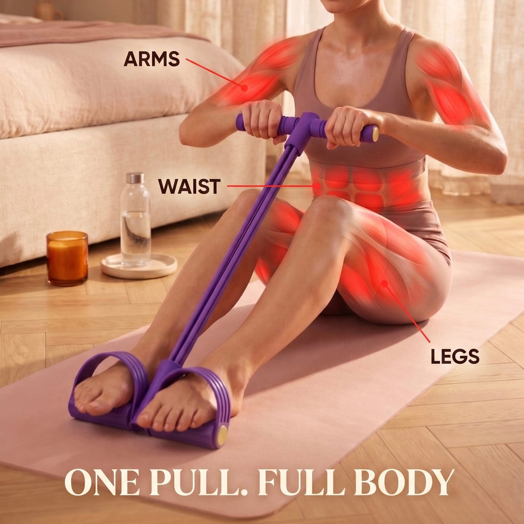Pedal Puller Resistance Band Trainer, 6 Elastic Tubes, PVC, Non-Slip