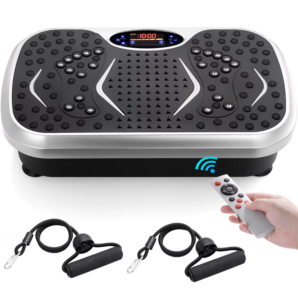 Whole Body Vibration Plate Machine with Remote & Resistance Bands — Oscillating Vibration Platform, 99 Speeds