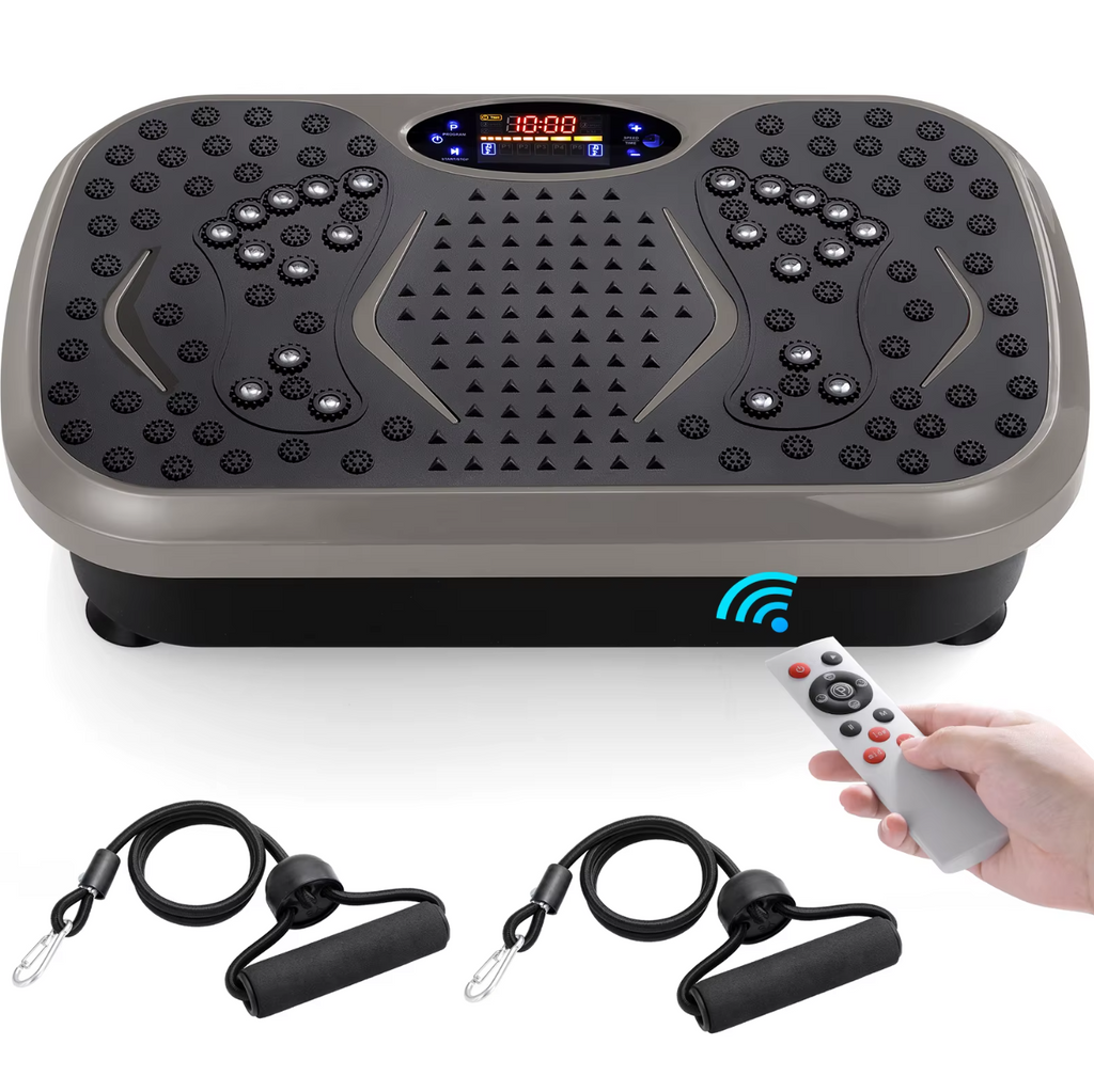 Whole Body Vibration Plate Machine with Remote & Resistance Bands — Oscillating Vibration Platform, 99 Speeds