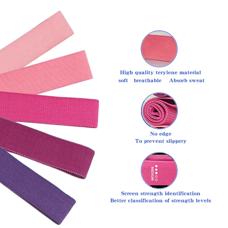 Loop Resistance Bands Set of 5, Non-Slip Terylene, Light to Heavy