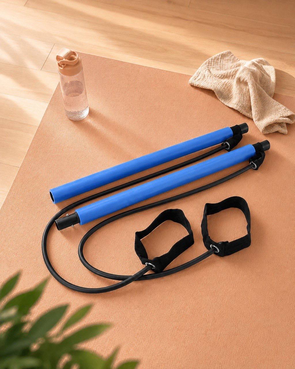 The Pilates Stick Portable Reformer Bar, 92 cm, High-Elastic Loops