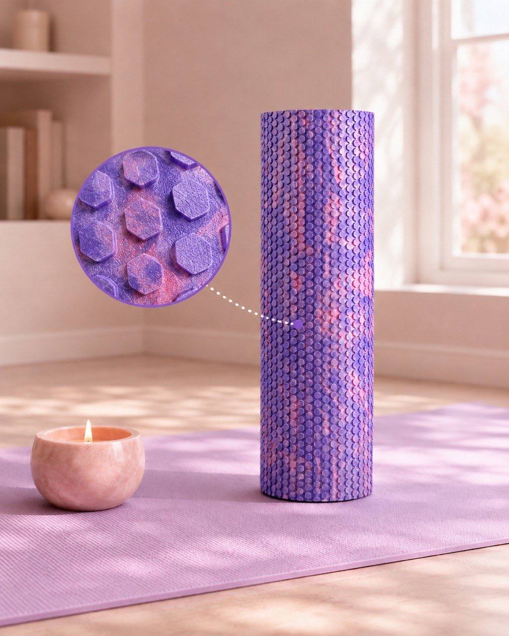 Hexagonal Foam Roller, Premium EVA, 45x15 cm, 200 kg, Waterproof