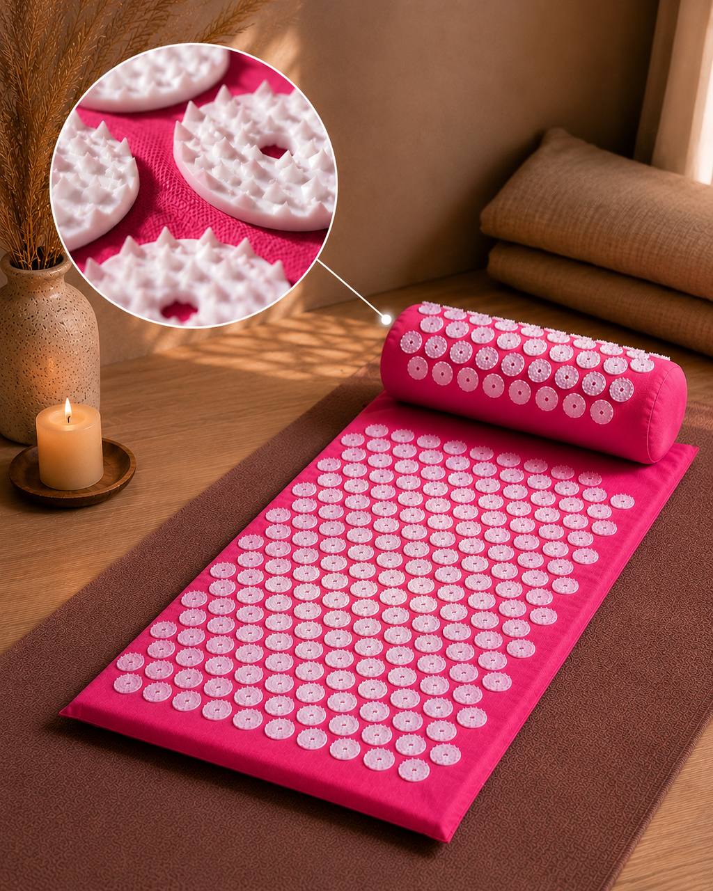 Acupressure Mat Set with Pillow, Back Neck & Feet Massage Circulation