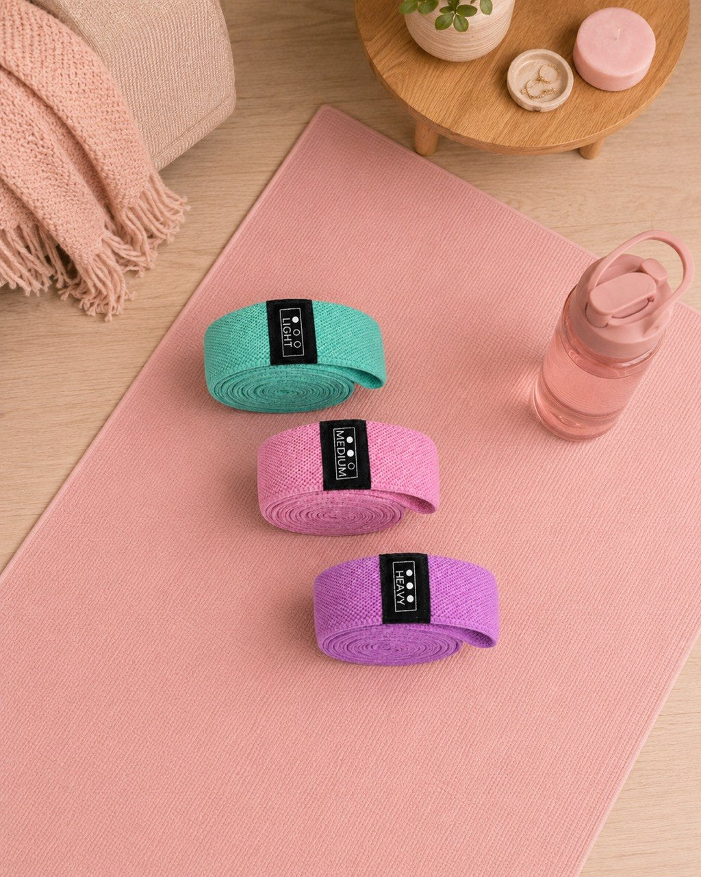 Long Resistance Bands Set of 3, Light Medium Heavy, 200 cm, 49 lbs Max