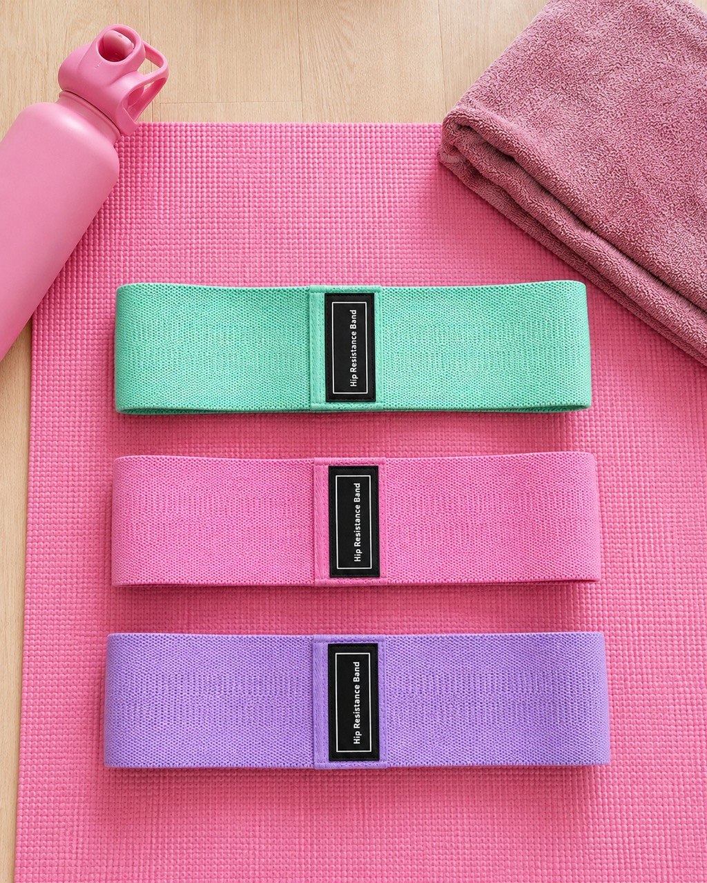 Hip Resistance Bands Set of 3, Non-Slip Fabric, 60 90 150 lbs, 8.3cm