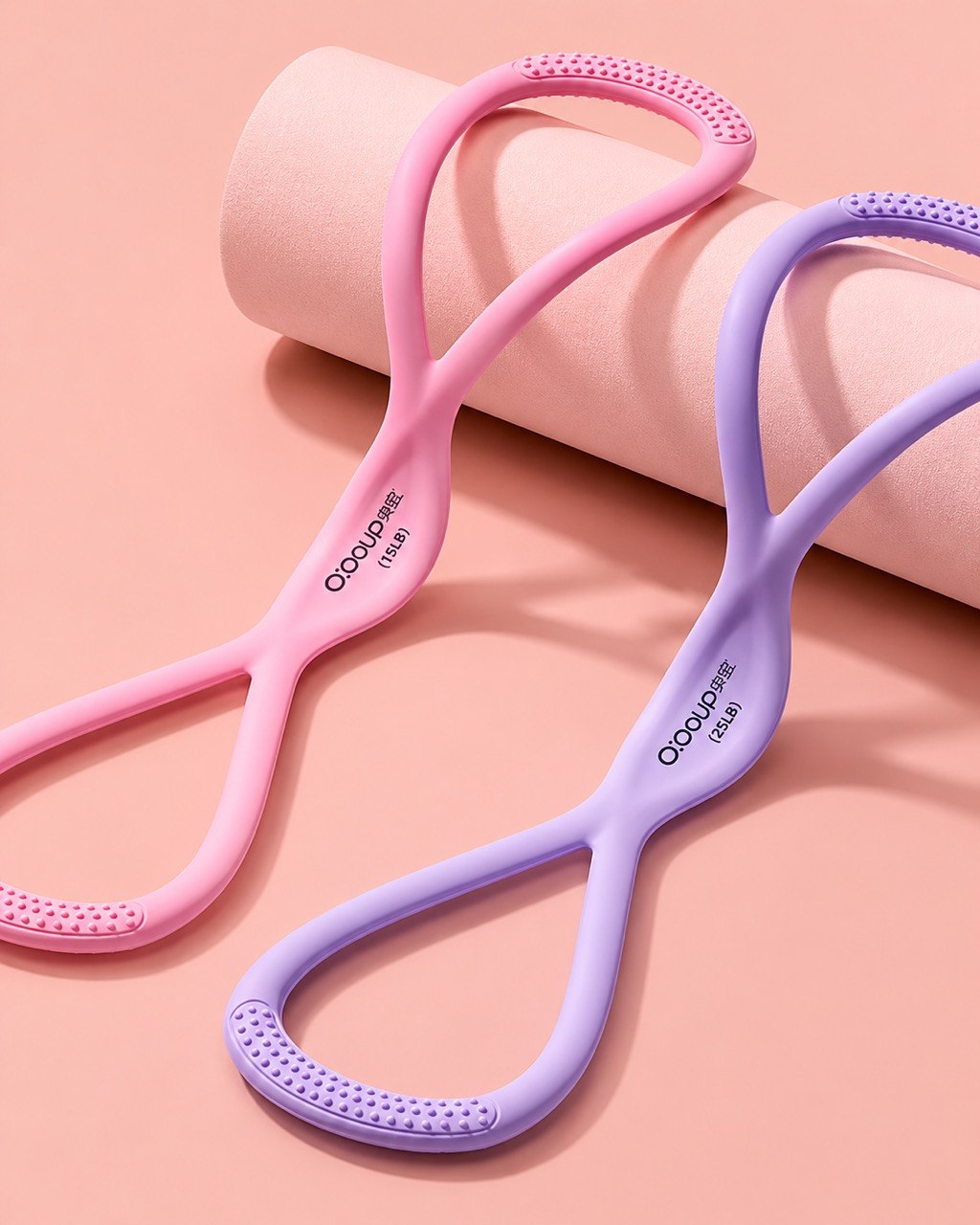 Figure-8 Resistance Band, Premium Silicone, 15 & 25 lbs, Anti-Slip