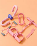 5-Piece Pilates & Yoga Resistance Set, EVA Foam & Elastic, Soft Pink
