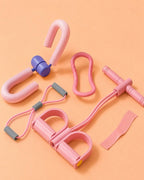 5-Piece Pilates & Yoga Resistance Set, EVA Foam & Elastic, Soft Pink