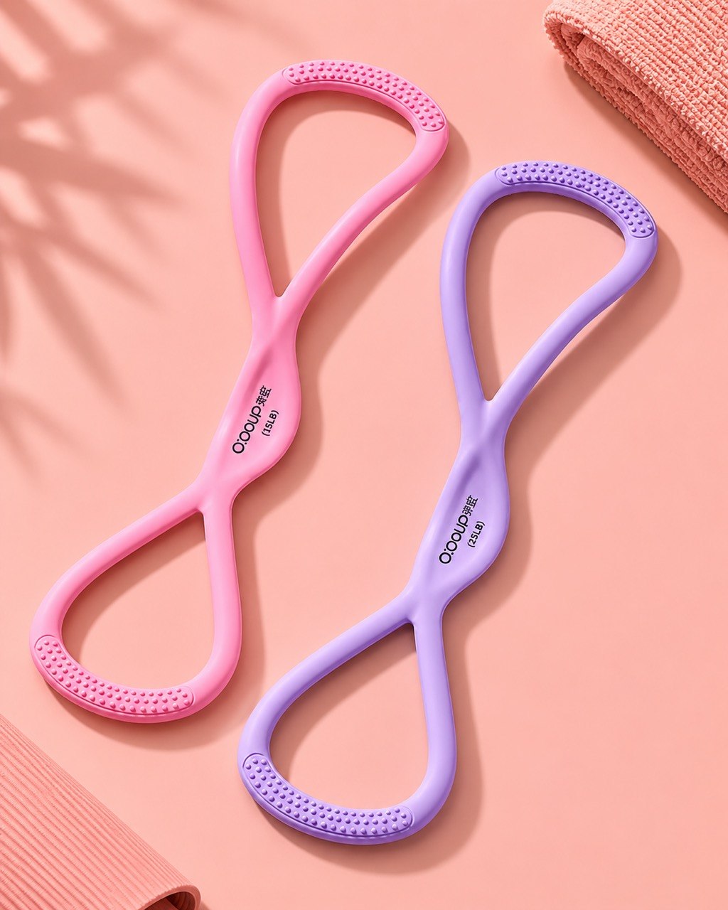 Figure-8 Resistance Band, Premium Silicone, 15 & 25 lbs, Anti-Slip