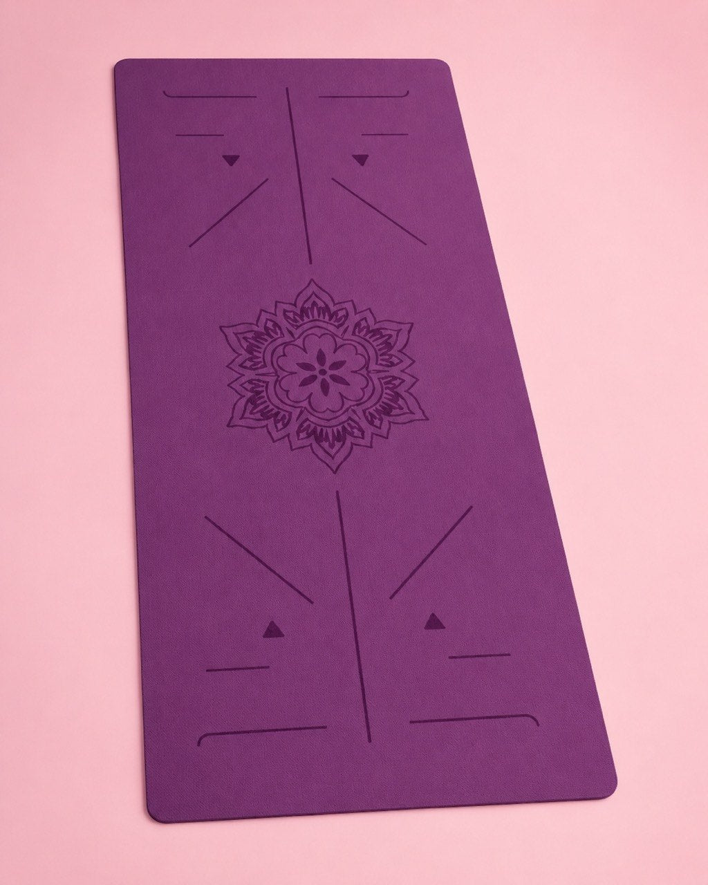 Eco TPE Yoga & Pilates Mat 6mm, Alignment Guide Lines, Carrying Strap